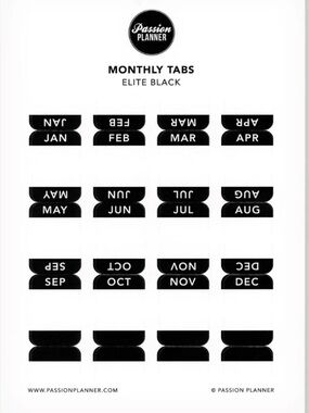 Passion Planner Monthly Tabs - Elite Black